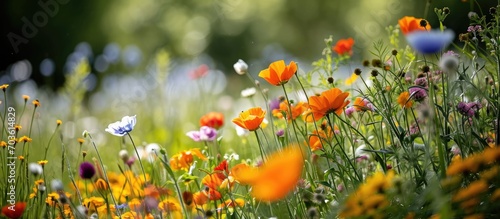 Diverse meadow of flowers.