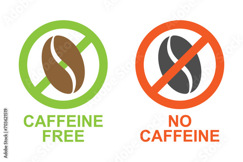 vector of caffeine free or decaffeinated or no coffee