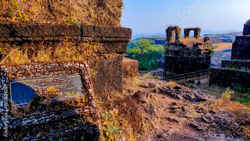 Broken buildings architecture on the raigad fort 