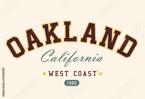 Oakland College varsity graphic for apparel, t shirt, tee, sweatshirt, Hoodie vector graphic