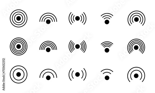 電波のアイコンセット/レーダー/電波探知機/無線/ラジオ/周波/音波/波動/イラスト/ベクター
