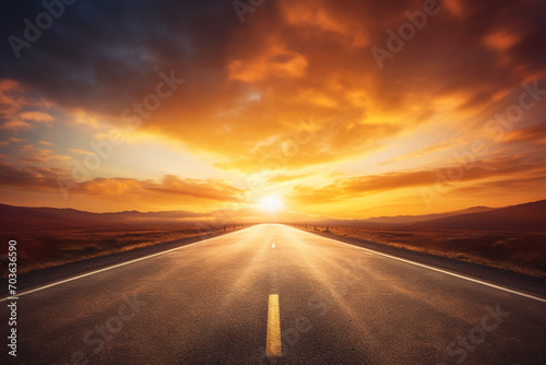 Empty asphalt road with sun light background