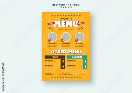 Tasty mexican tacos restaurant menu cover social media flyer banner design