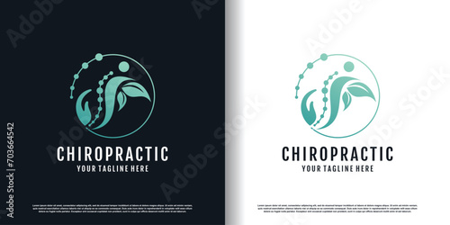 chiropractic logo design vector with creative unique concept premium vector