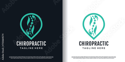 chiropractic logo design vector with creative unique concept premium vector