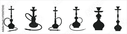 set of different shisha and hookah logo template, Illustrations and labels 