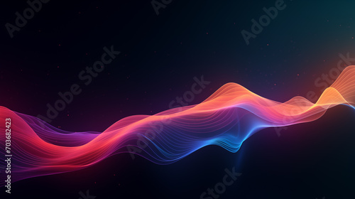Abstract Colorful Neon Waves on Dark Background