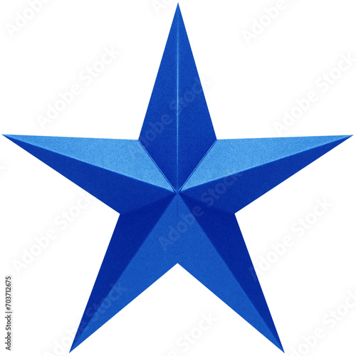 Étoile bleue découpée dans du papier bristol, fond blanc 