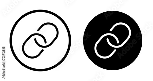 Link icon set. Attach web url hyperlink vector symbol in a black filled and outlined style. Internet chain style link attachment sign.
