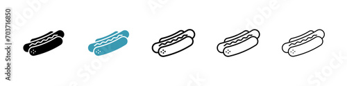 Hot dog vector icon set. Fast food vector symbol for UI design.