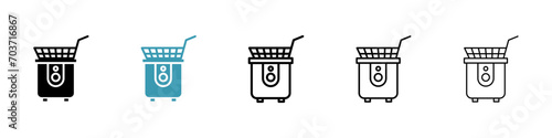 Restaurant deep fryer vector icon set. Cooking appliance vector symbol for UI design.
