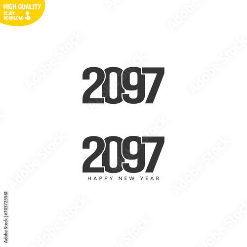 Creative Happy New Year 2097 Logo Design