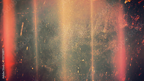 Abstract film texture background with heavy grain, dust and light leak. Vintage distressed old photo light leaks, film grain, dust and scratches texture overlay. grunge