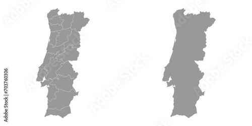 Portugal map with Districts. Vector Illustration.