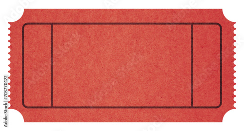 Blank vintage red paper ticket isolated on transparent background.