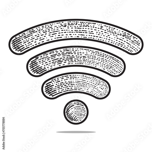 wifi icon vector engraving style hand drawn black and white