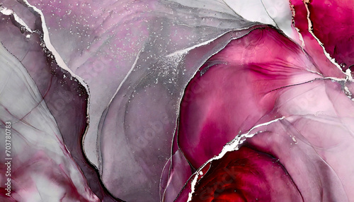 Różowy malowany detal, tusz alkoholowy (ink painting)