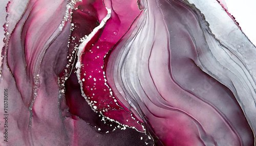 Różowy malowany detal, tusz alkoholowy (ink painting)