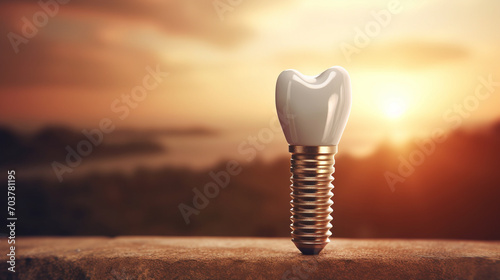 Close up of dental teeth implant.Generative AI