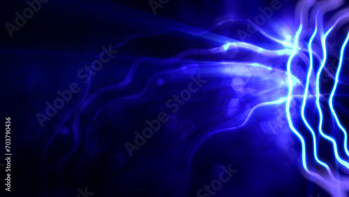 bright lighting blue ardent delicate forms on black background - abstract 3D rendering