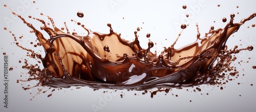 dark chocolate splash isolated on white background copy space