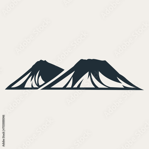 Summit Serenity: Minimalist Mountain Adventure Logo with Silhouettes, Soft Pastels, and Iconic Design Elements