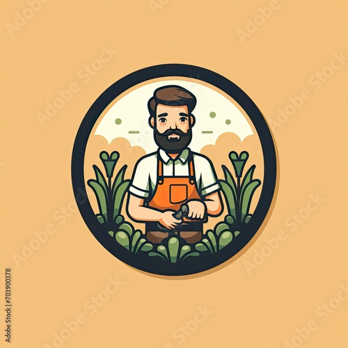 Logo of the Gardener man Icon on a light background