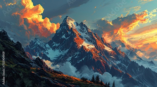 Over Clouds Fantastic Background Mountain Peaks, Background Banner HD