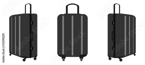 travel luggage suitcase for traveling, vector illustration isolated on white background.