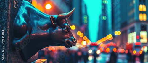 world of finance with striking visuals of bustling stock exchanges, dynamic market charts, and successful investment strategies with colorful lighting street