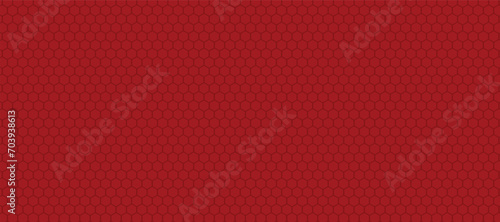 Abstract red vector banner with hexagon grid. Seamless pattern background
