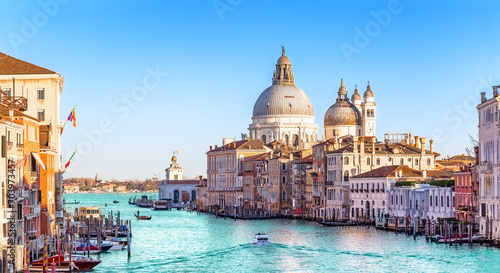 Beautiful view of Grand Canal and Basilica Santa Maria della Salute in Venice, Italy.