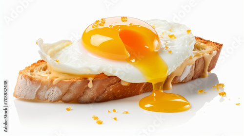 Sliced poached egg with liquid yolk flowing