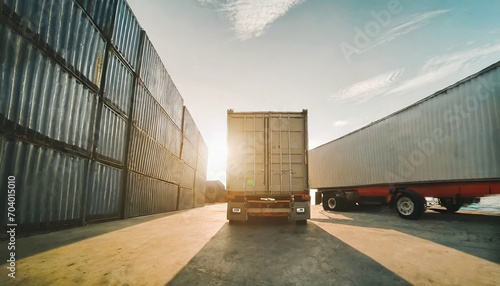 cargo container truck parked loading at dock warehouse cargo shipment industry freight truck transportation shipping warehousing logistics