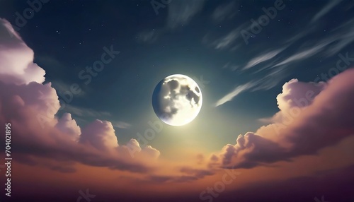 dark gradient night mystical moonlight eclipse moon with fluffy clouds phone hd background wallpaper ai generated