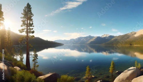 lake tahoe panoramic mountain landscape scene in california