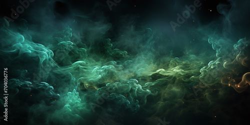 green fire and smoke power against black background