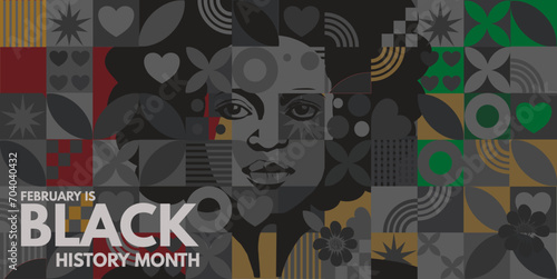 Black history month banner. Vector illustration ofa black woman