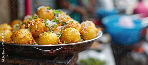 Indian street food known as Panipuri, Gol Gappa, or Chaat.