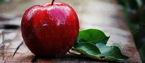 A red apple representing health and fitness.