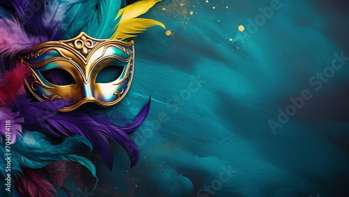 Mardi Gras carnival mask background with copy space for text