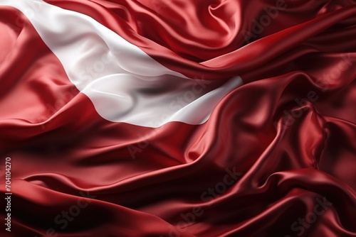 A red and white flag made of silk