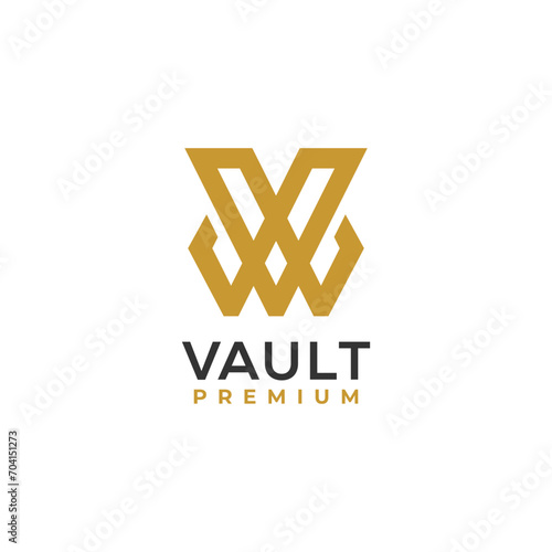 initial letter v vault logo design