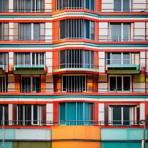 A postmodernist building adorned with playful colors and shapes3