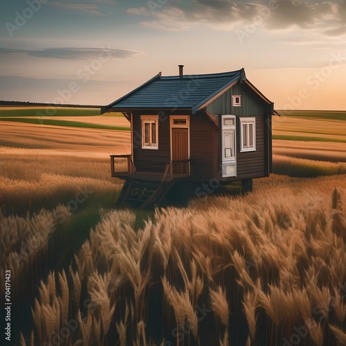A traditional Russian dacha surrounded by fields of wheat3