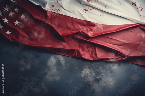 A flag of the Confederate States of America stained with blood