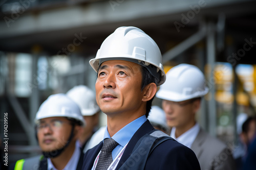 建設現場を視察するビジネスマン