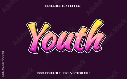 Vector youth editable font. typography template text effect. lettering vector illustration logo