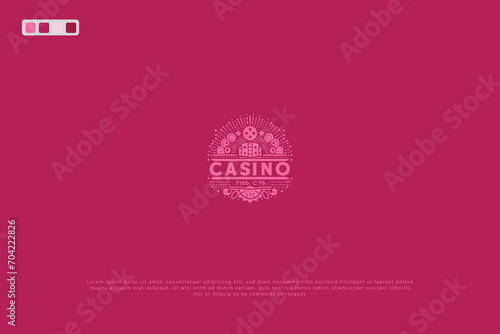 Casino logo design in flat hand drawn minimal retro style editable vector 