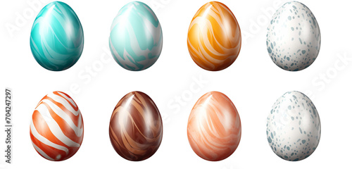 set of easter eggs isolated on transparent background 
